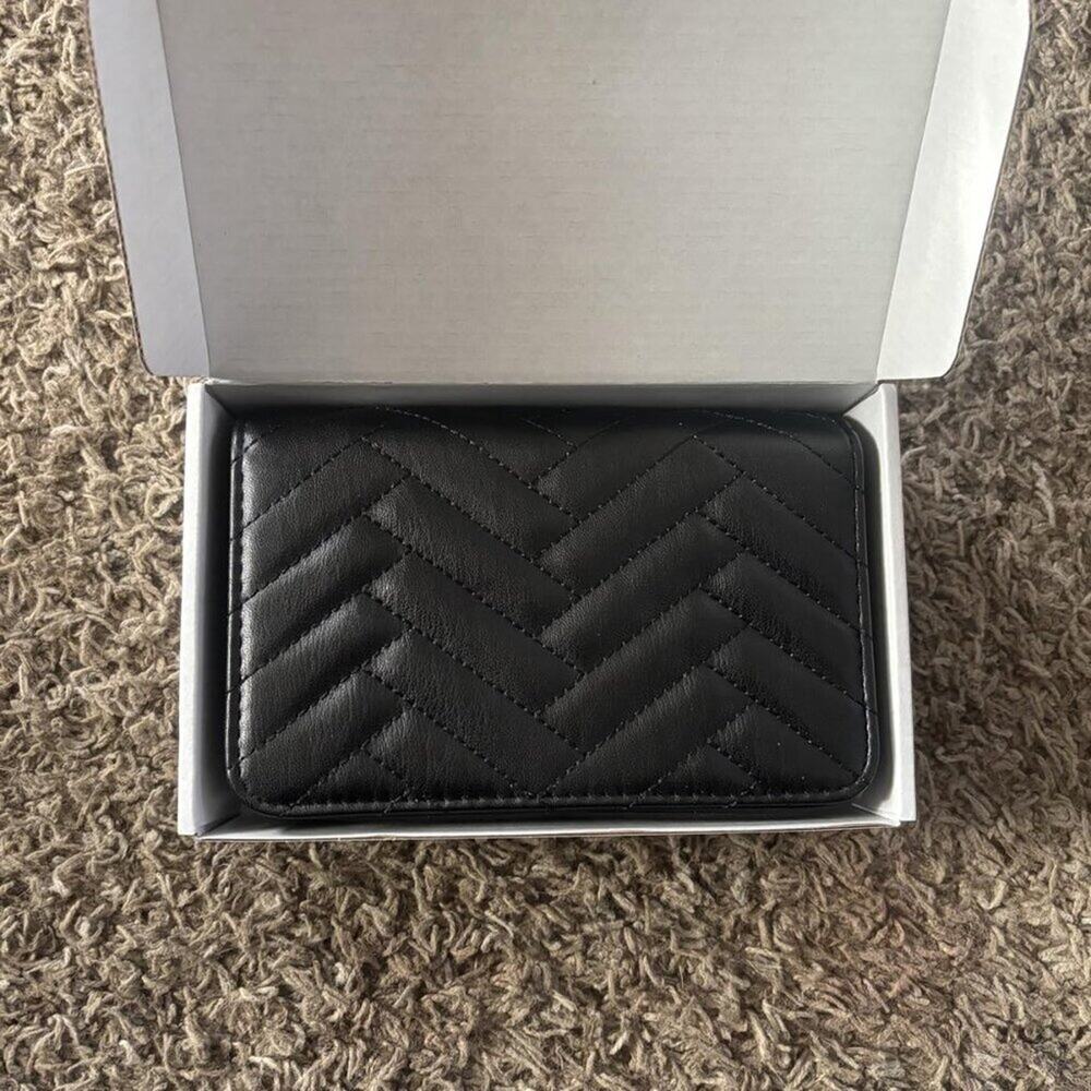 Small Black Quilted Crossbody Bag for Women – Vegan Leather Phone Wallet Purse - Picture 14 of 16